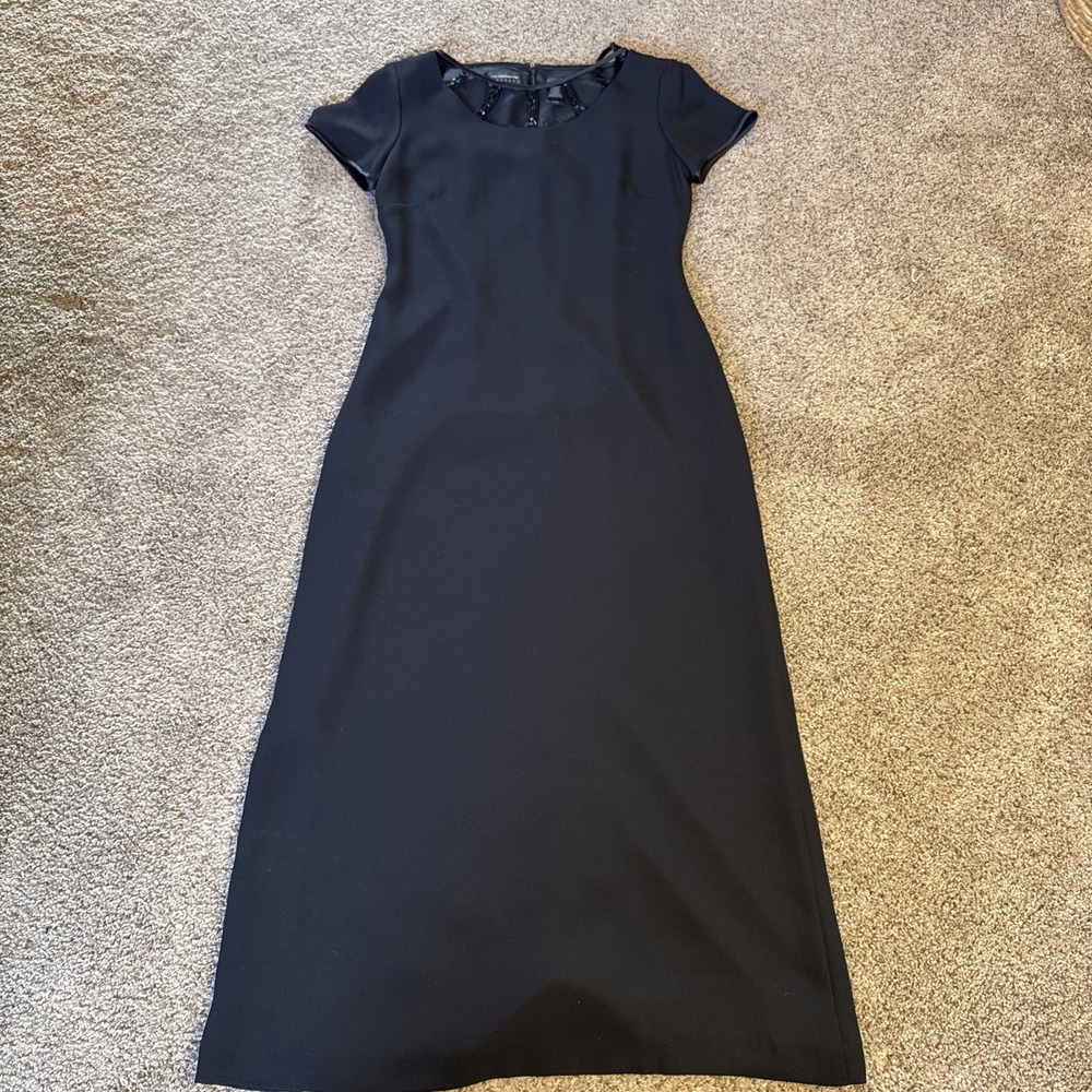 Liz Claiborne Y2K Beaded Satin Cap Sleeve Formal Evening Cocktail Party Dress‎ 8